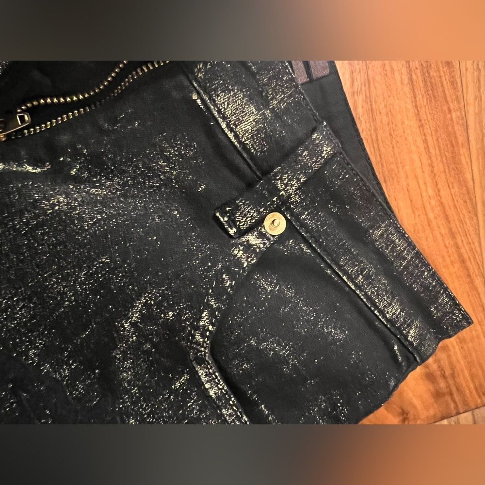 Roberto Cavalli black and gold flocked jean size 38 (US4) - Picture 3 of 11